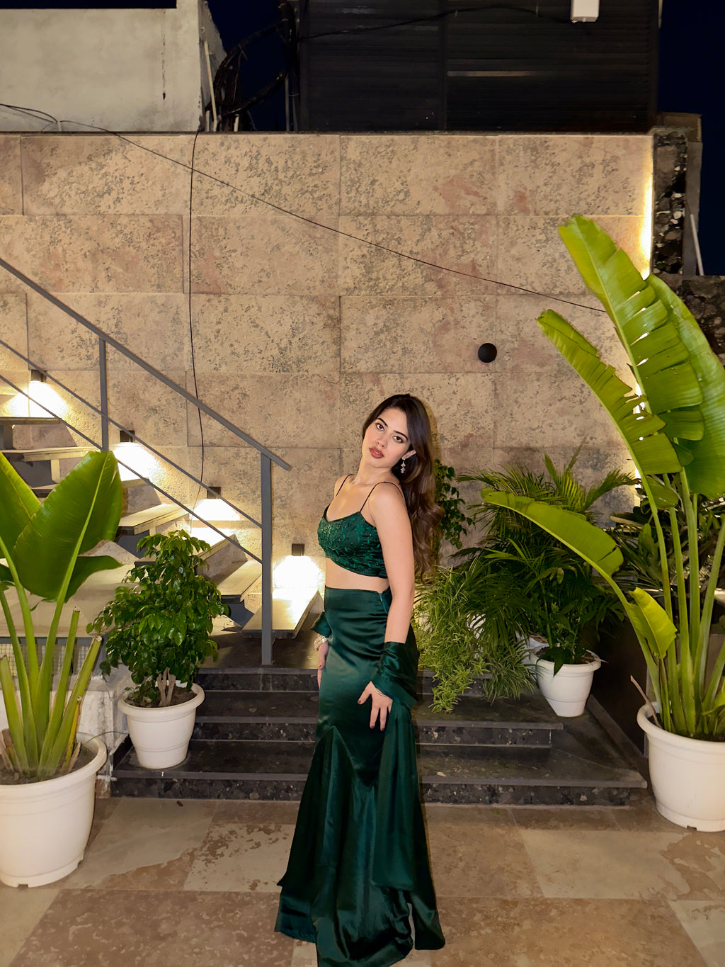 DARK GREEN LUXE SATIN SET
