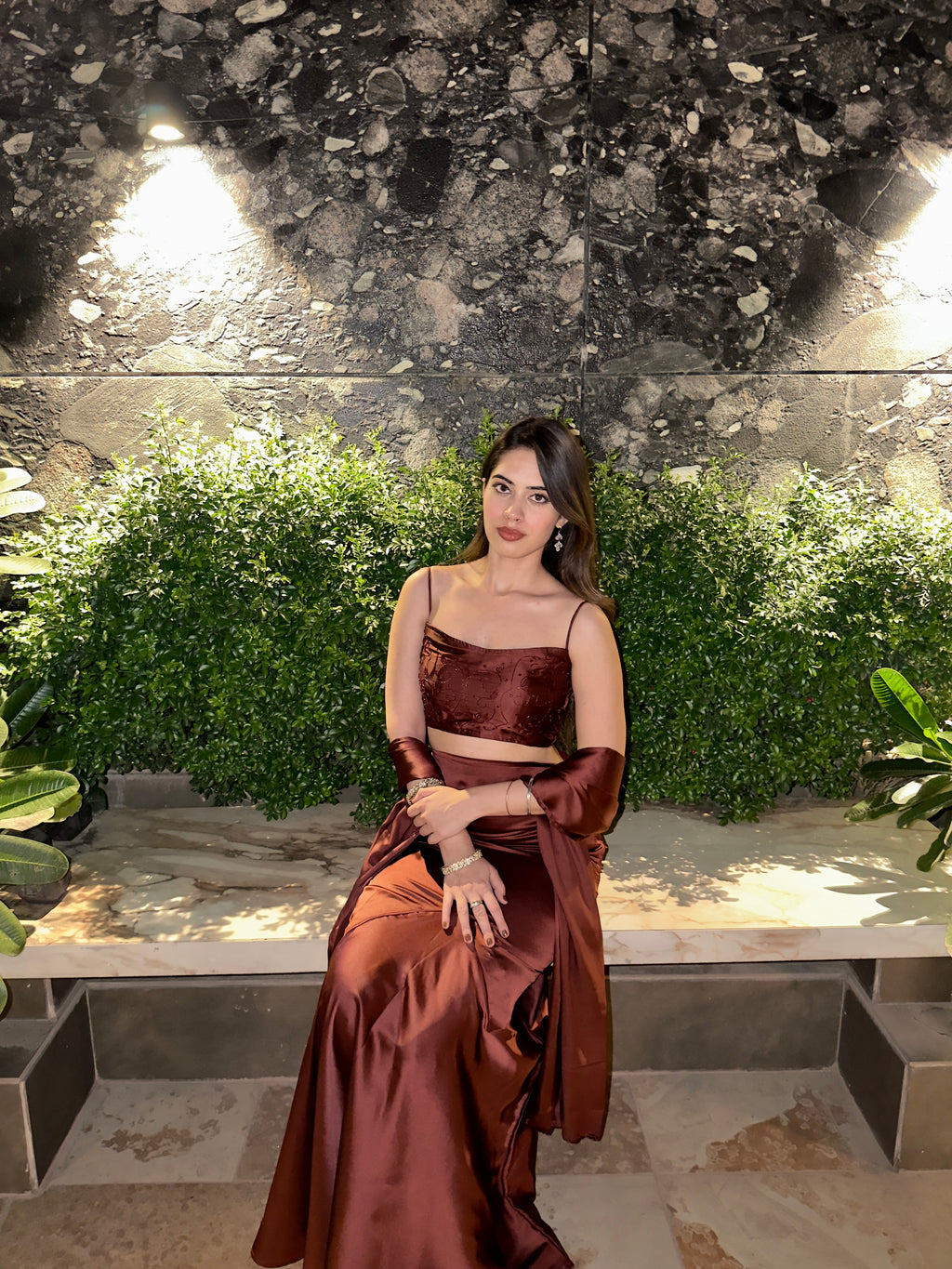 DARK BROWN LUXE SATIN SET