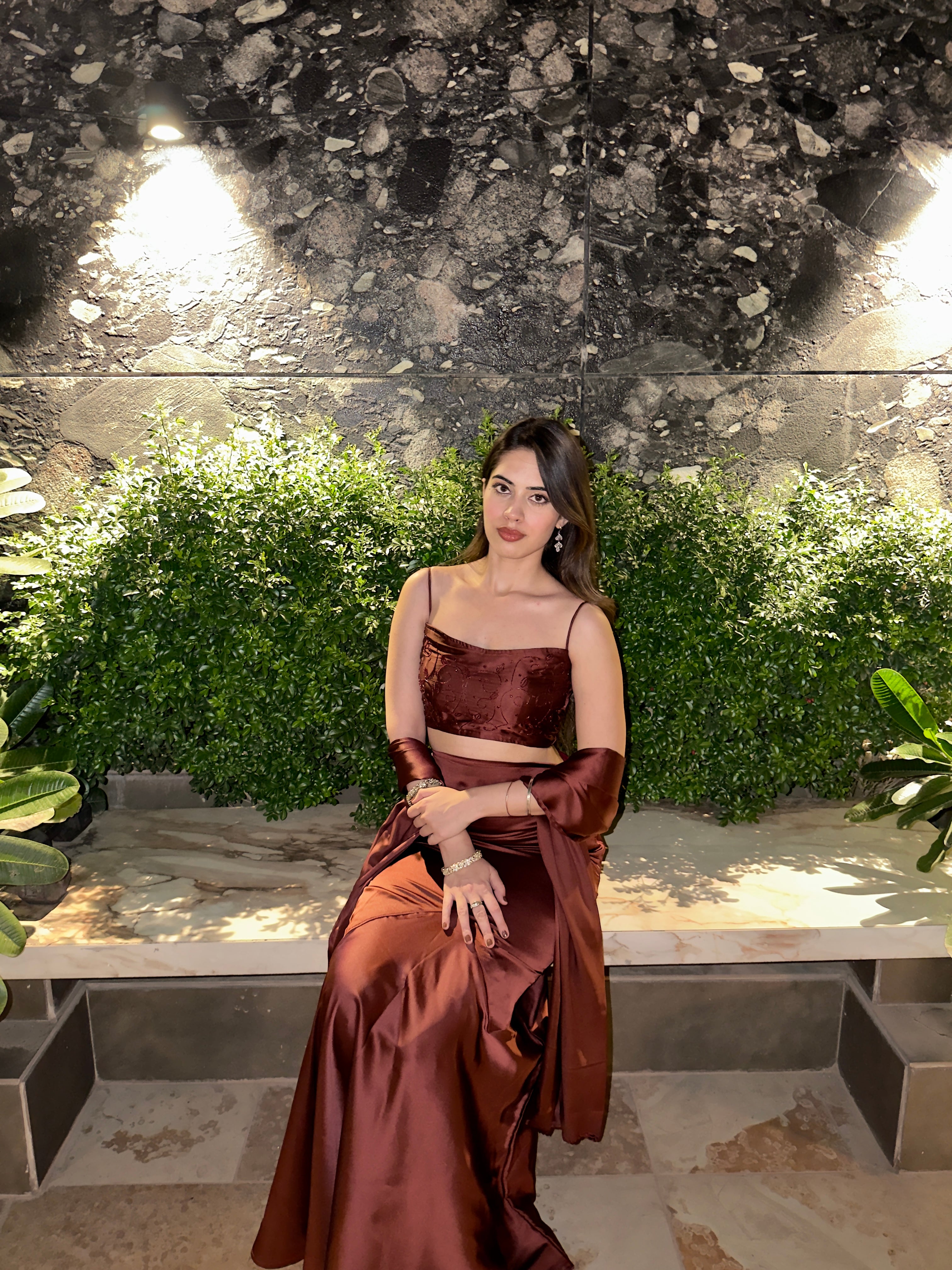 DARK BROWN LUXE SATIN SET