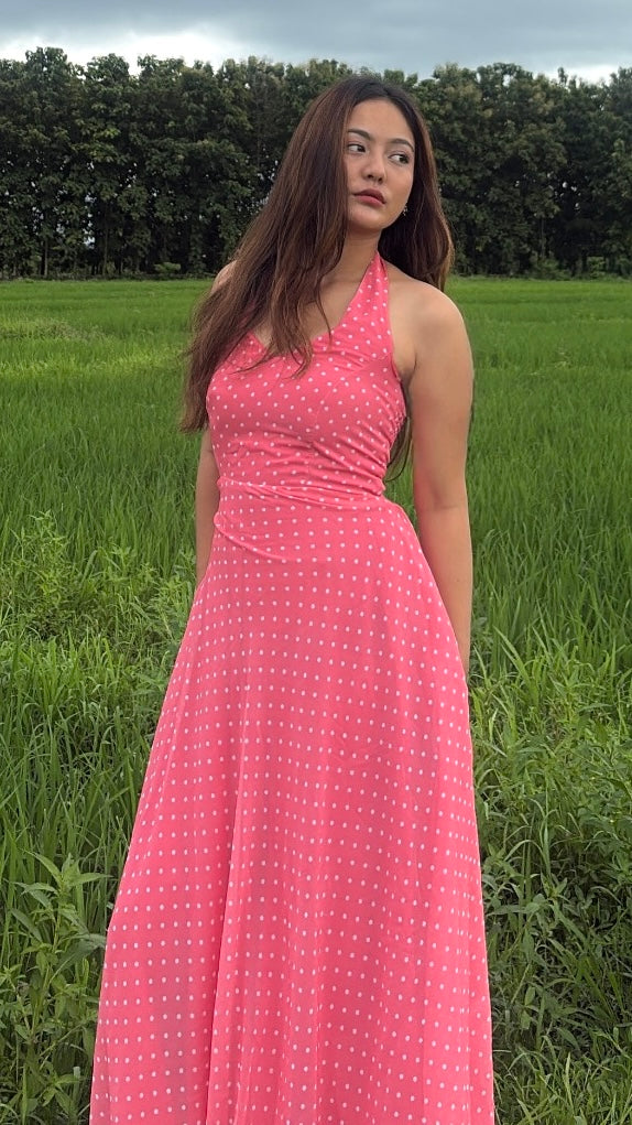 Peach polka dress