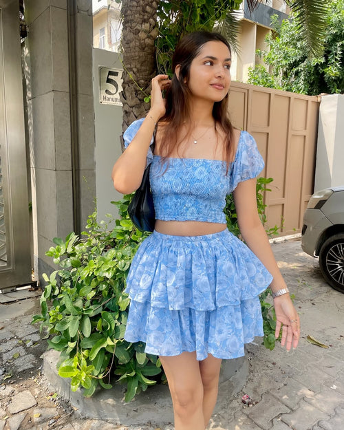 Aqua Affair Blue Skirt Top Set