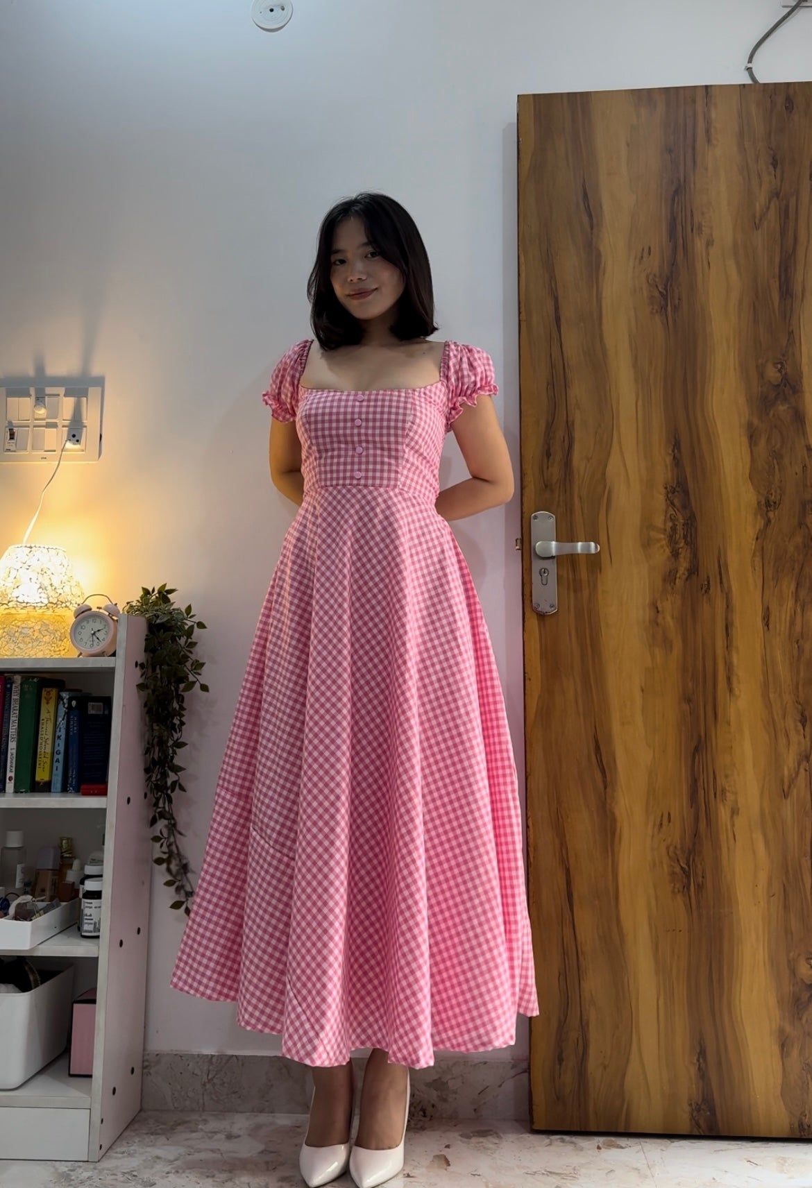Pink gingham dress