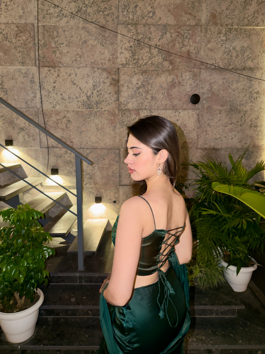 DARK GREEN LUXE SATIN SET