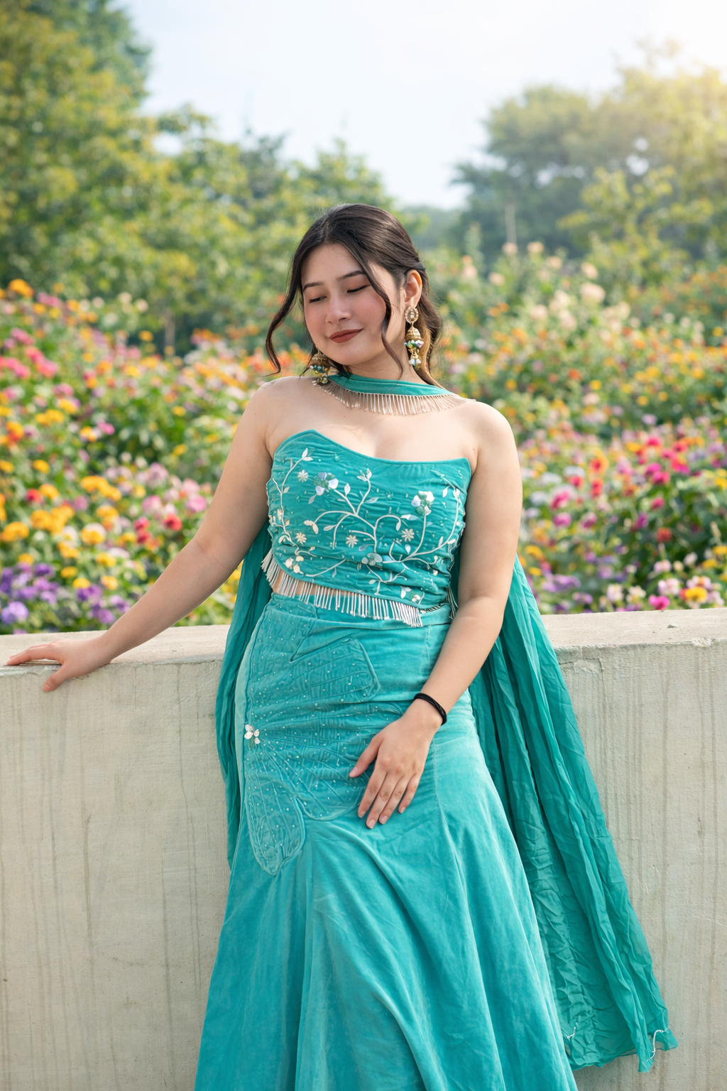 GREEN EMARALD FISHTAIL LEHENGA