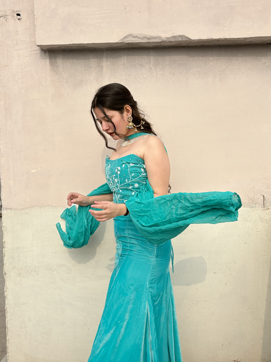 GREEN EMARALD FISHTAIL LEHENGA