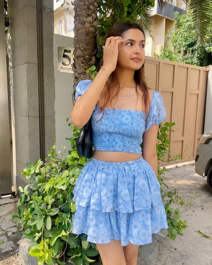 Aqua Affair Blue Skirt Top Set