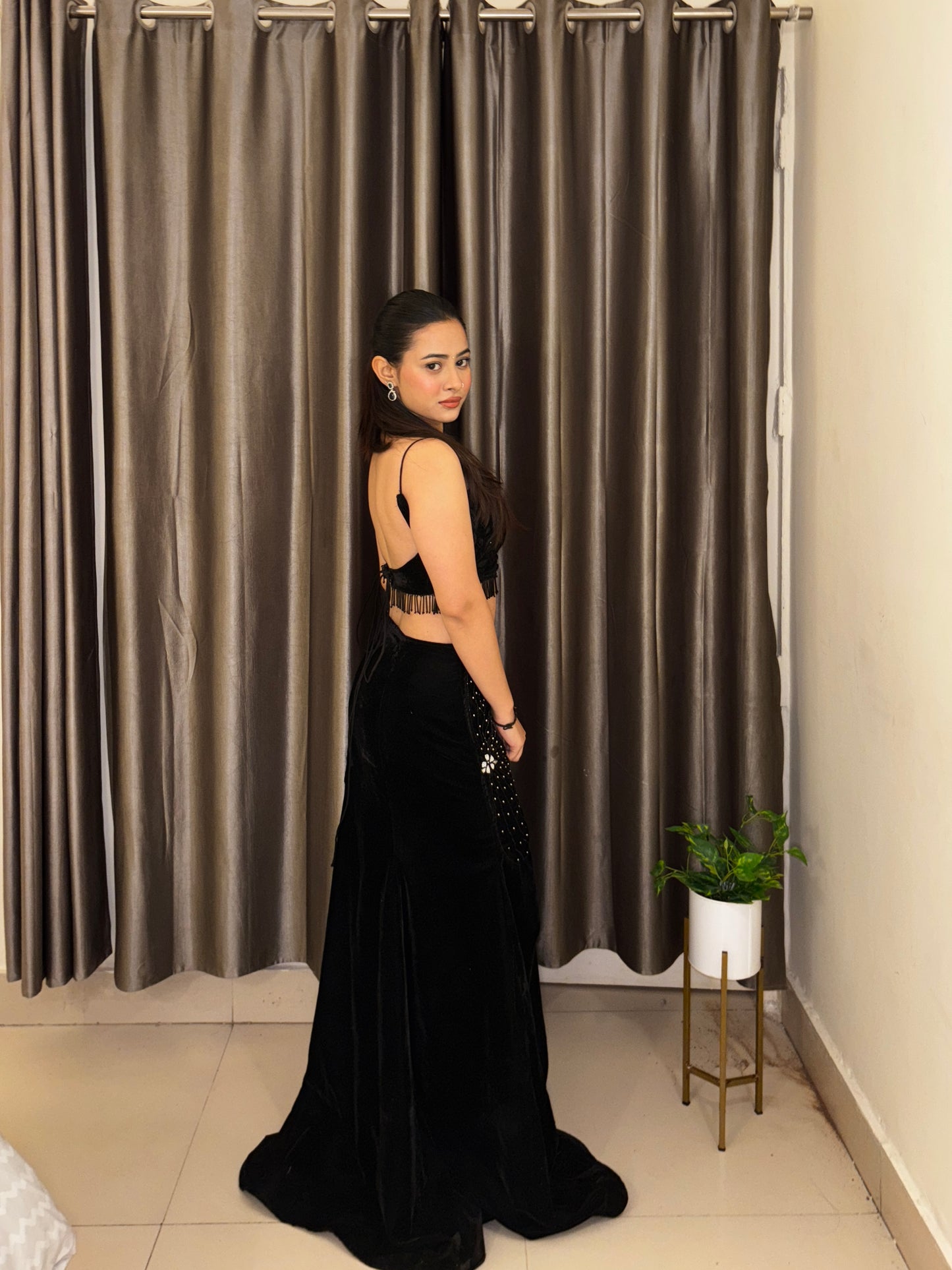 BLACK MUSE FISHTAIL LEHENGA