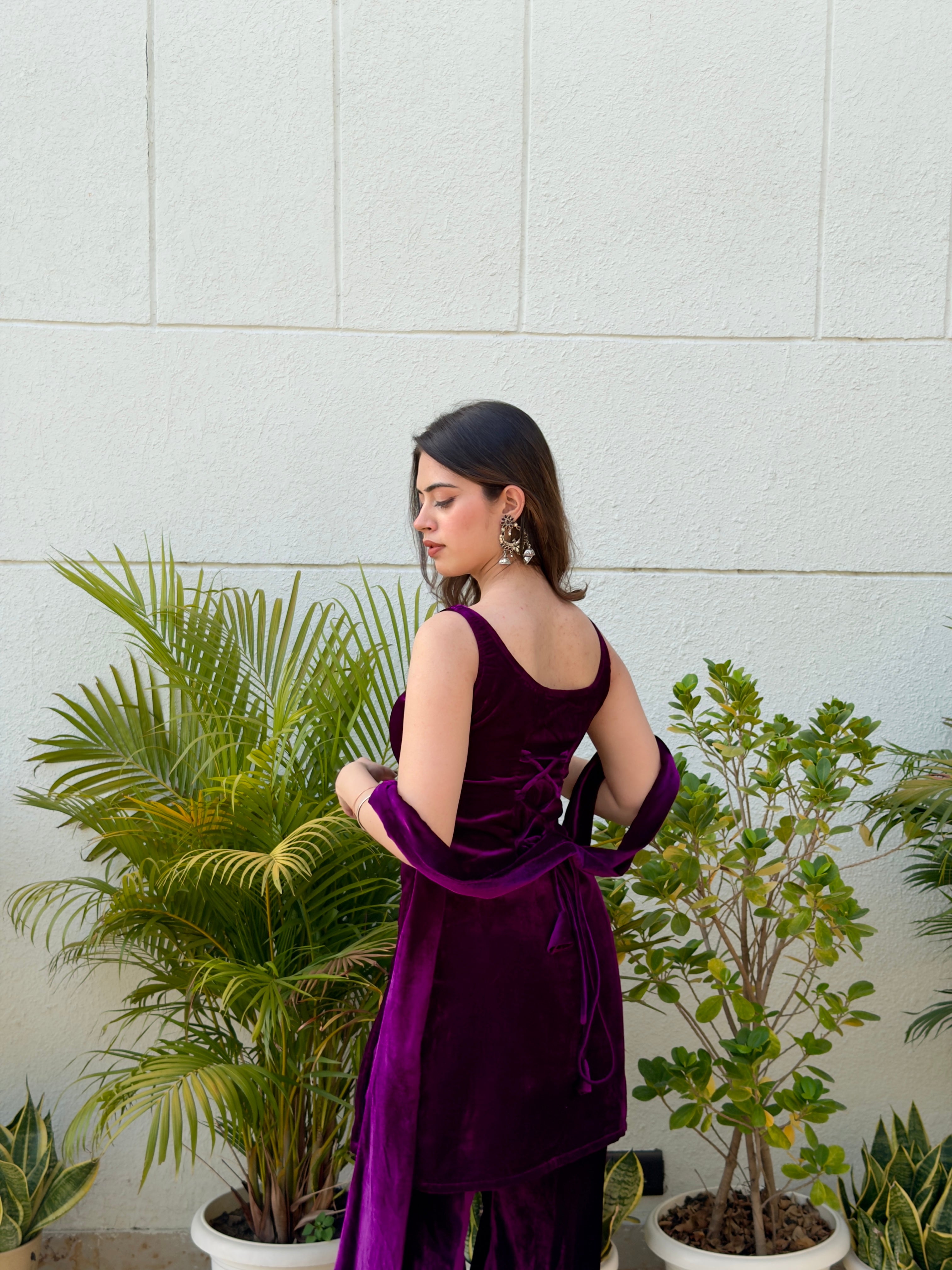 HANIA AMIR INSPIRED PURPLE BELL BOTTOM SUIT SET