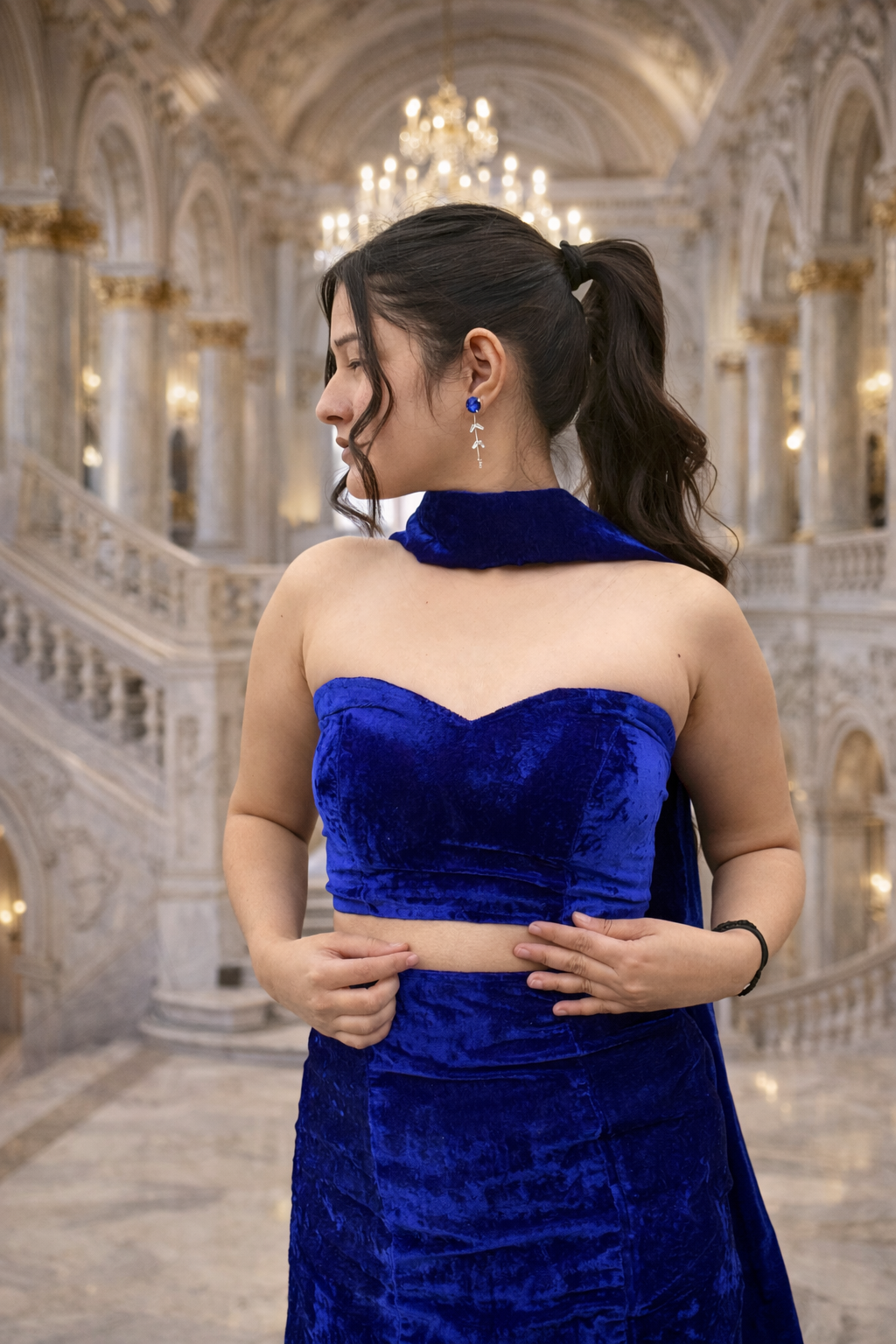 BLUE FLAME FISHTAIL LEHENGA