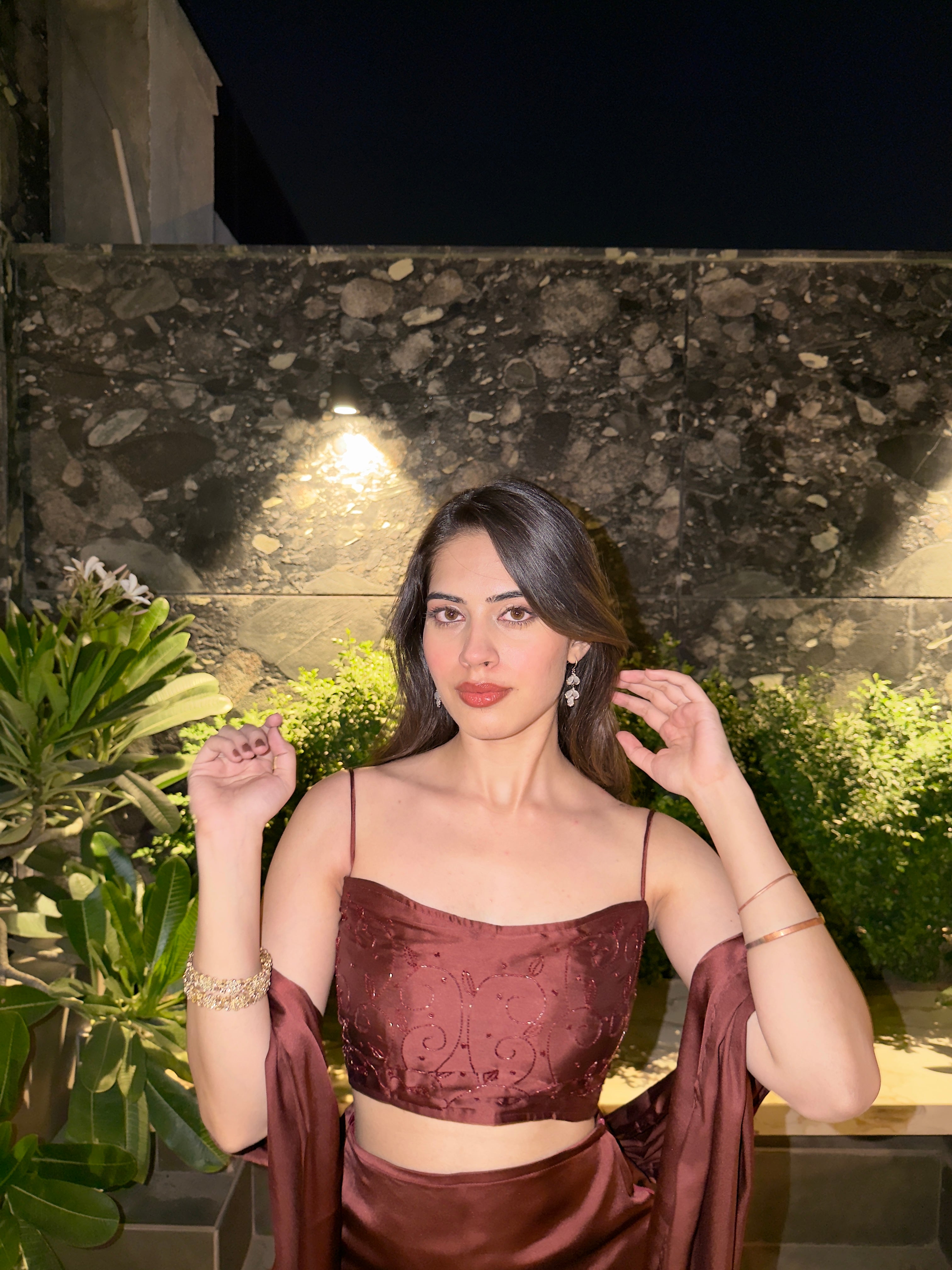 DARK BROWN LUXE SATIN SET