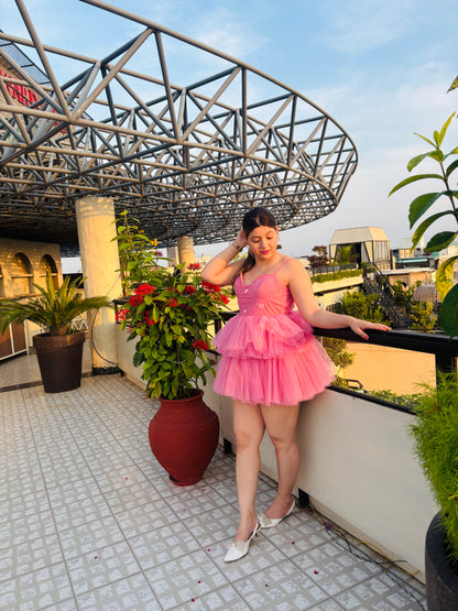 Pink Glow Barbie Ruffle Dress
