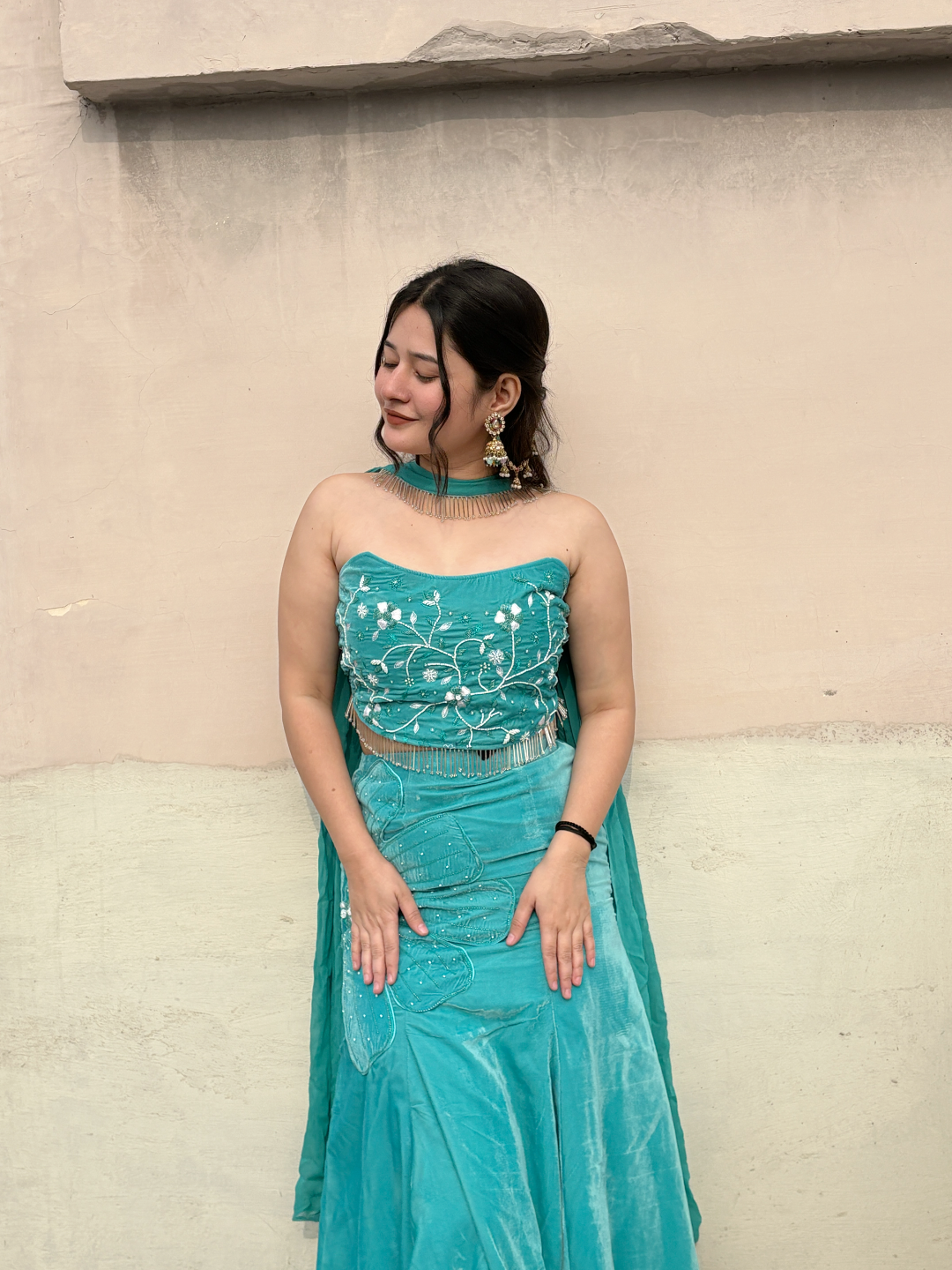 GREEN EMARALD FISHTAIL LEHENGA