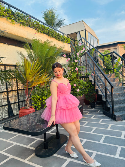 Pink Glow Barbie Ruffle Dress