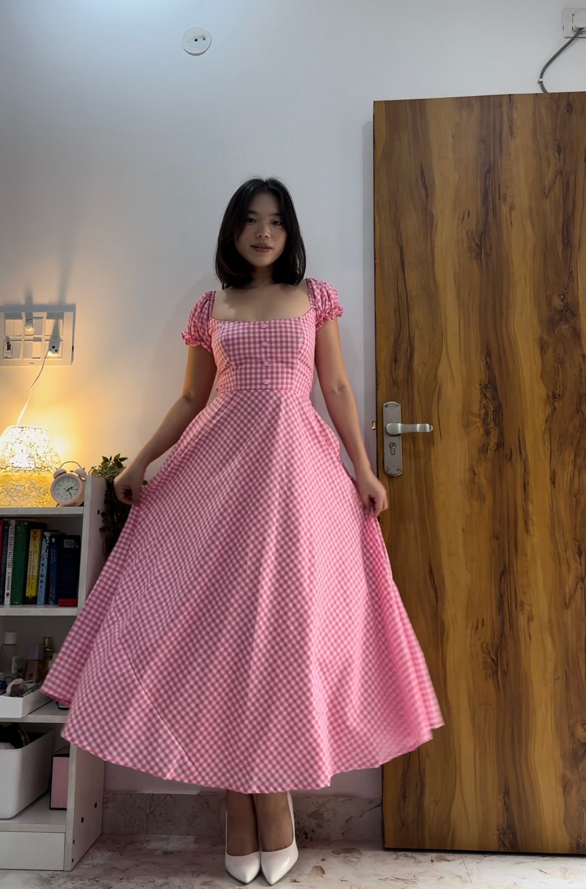 Pink gingham dress