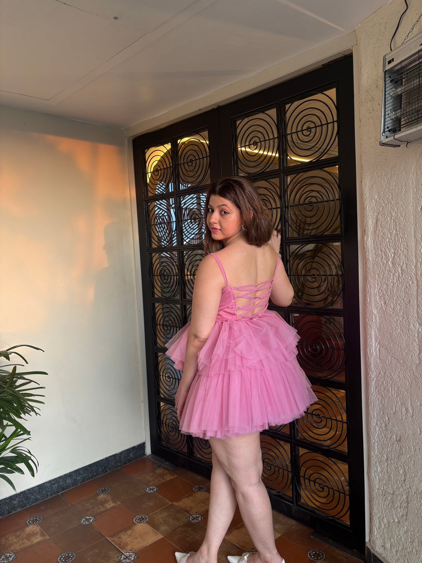 Pink Glow Barbie Ruffle Dress