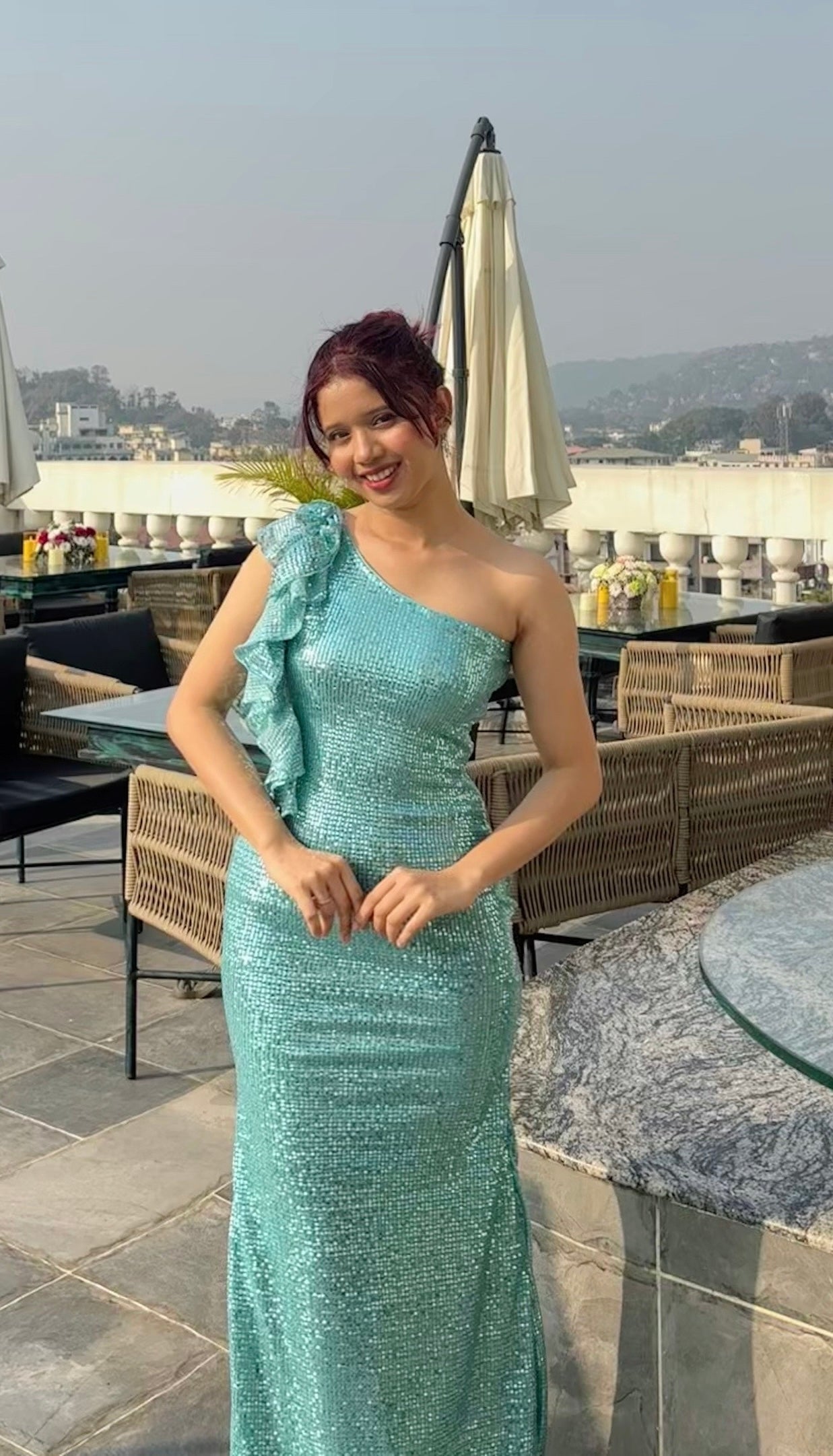 MIDNIGHT SEQUIN GREEN DRESS