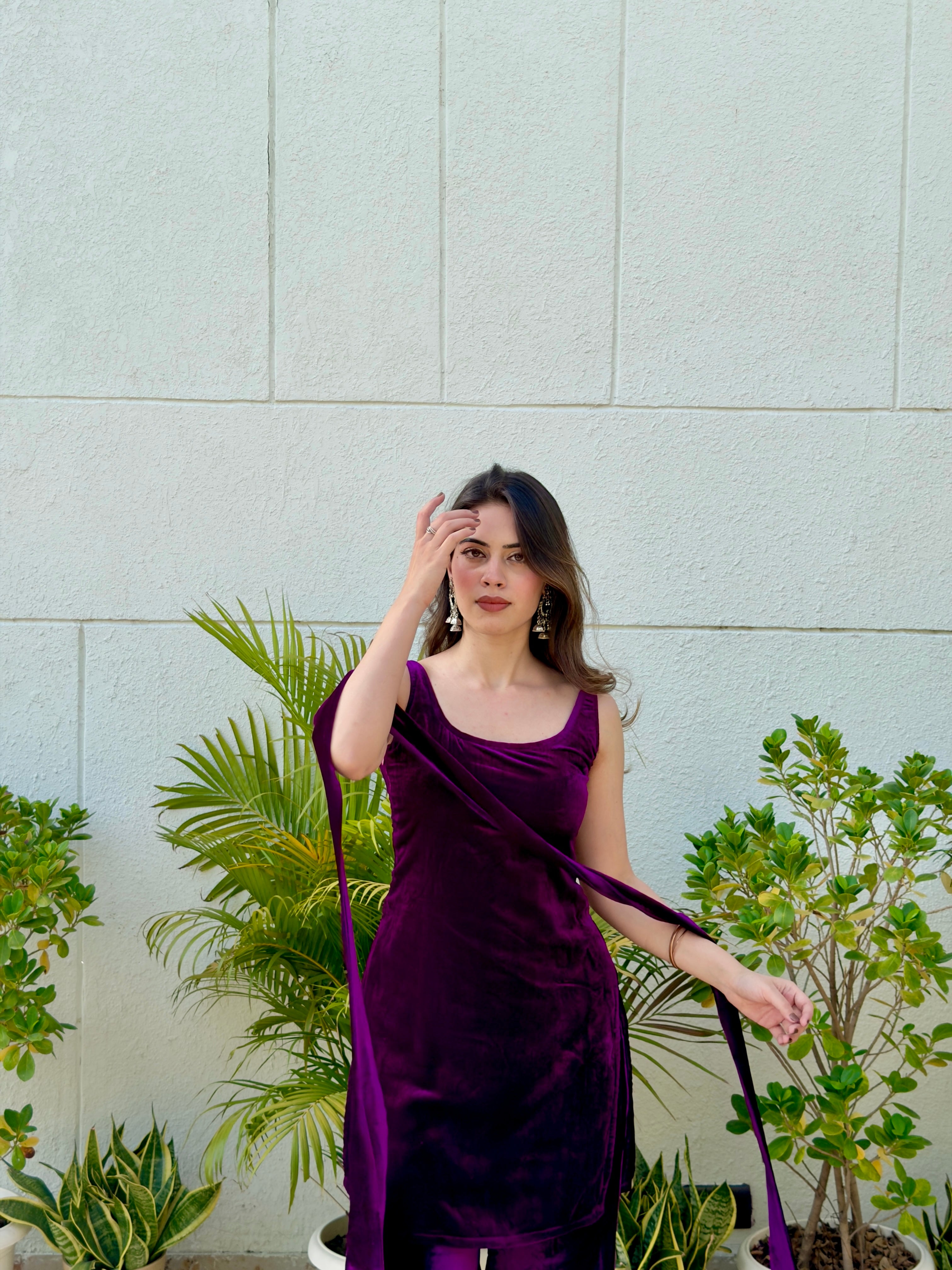 HANIA AMIR INSPIRED PURPLE BELL BOTTOM SUIT SET
