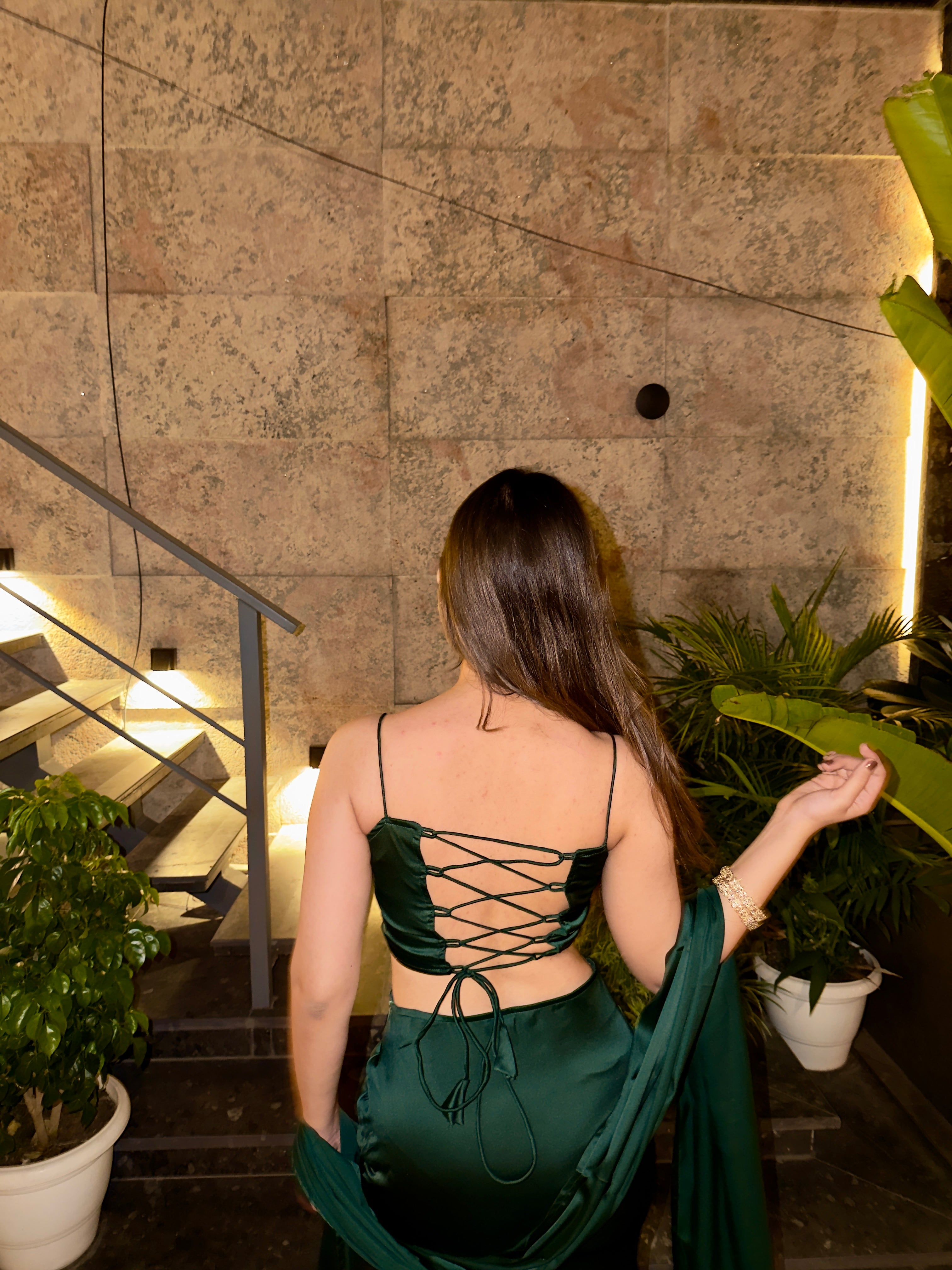 DARK GREEN LUXE SATIN SET