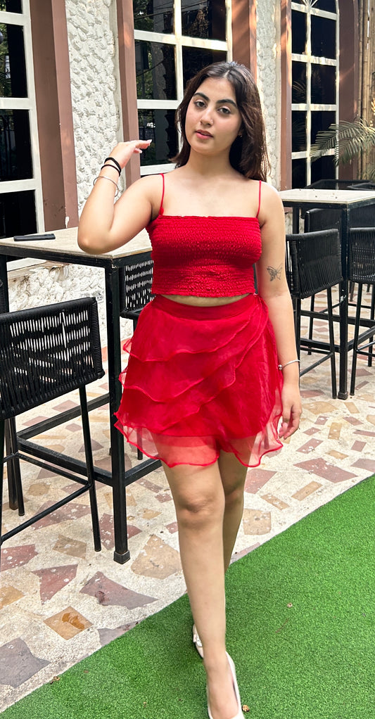 RED MUNCHKIN SKIRT TOP
