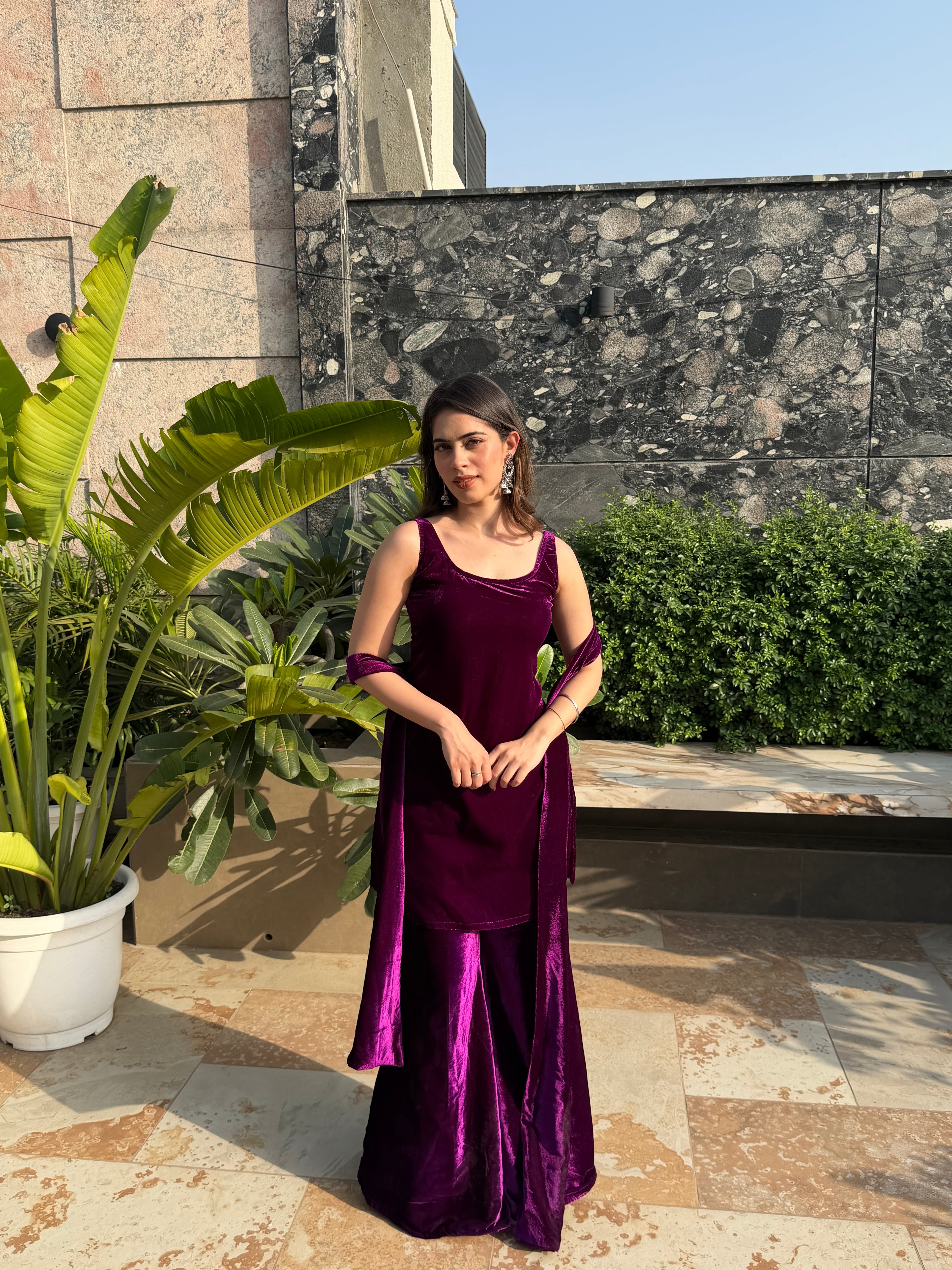 HANIA AMIR INSPIRED PURPLE BELL BOTTOM SUIT SET