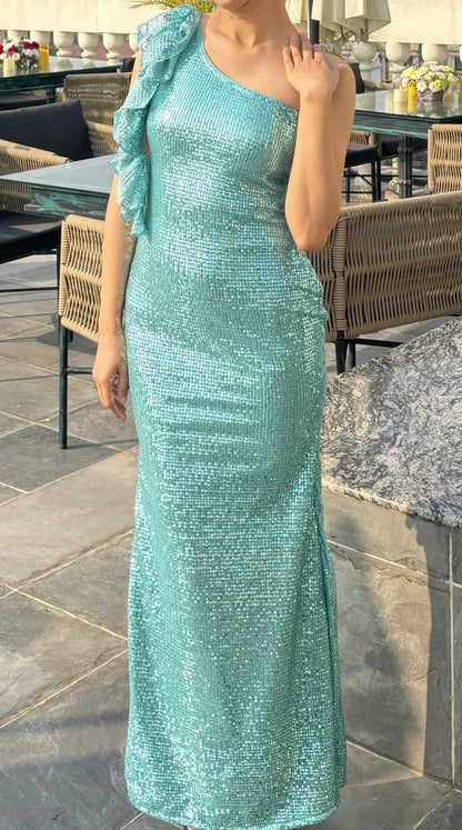 MIDNIGHT SEQUIN GREEN DRESS