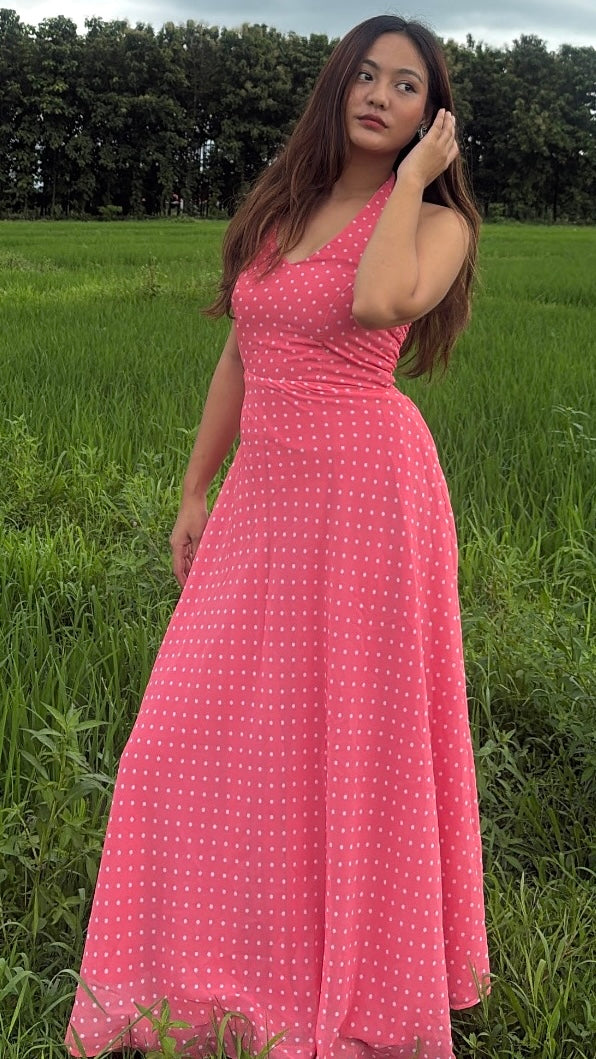 Peach polka dress