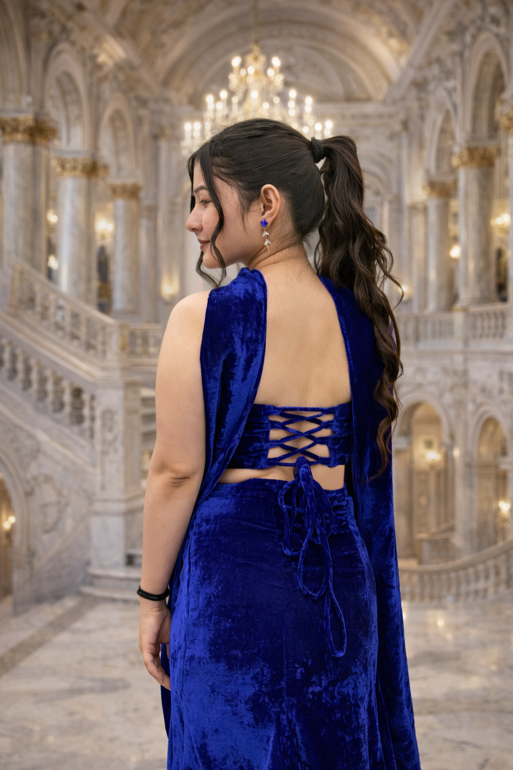 BLUE FLAME FISHTAIL LEHENGA
