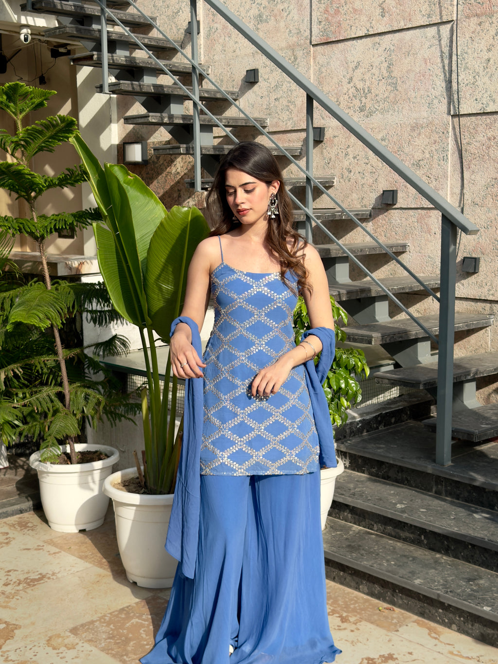 BLUE EMBROIDERED SUIT SET