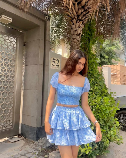 Aqua Affair Blue Skirt Top Set