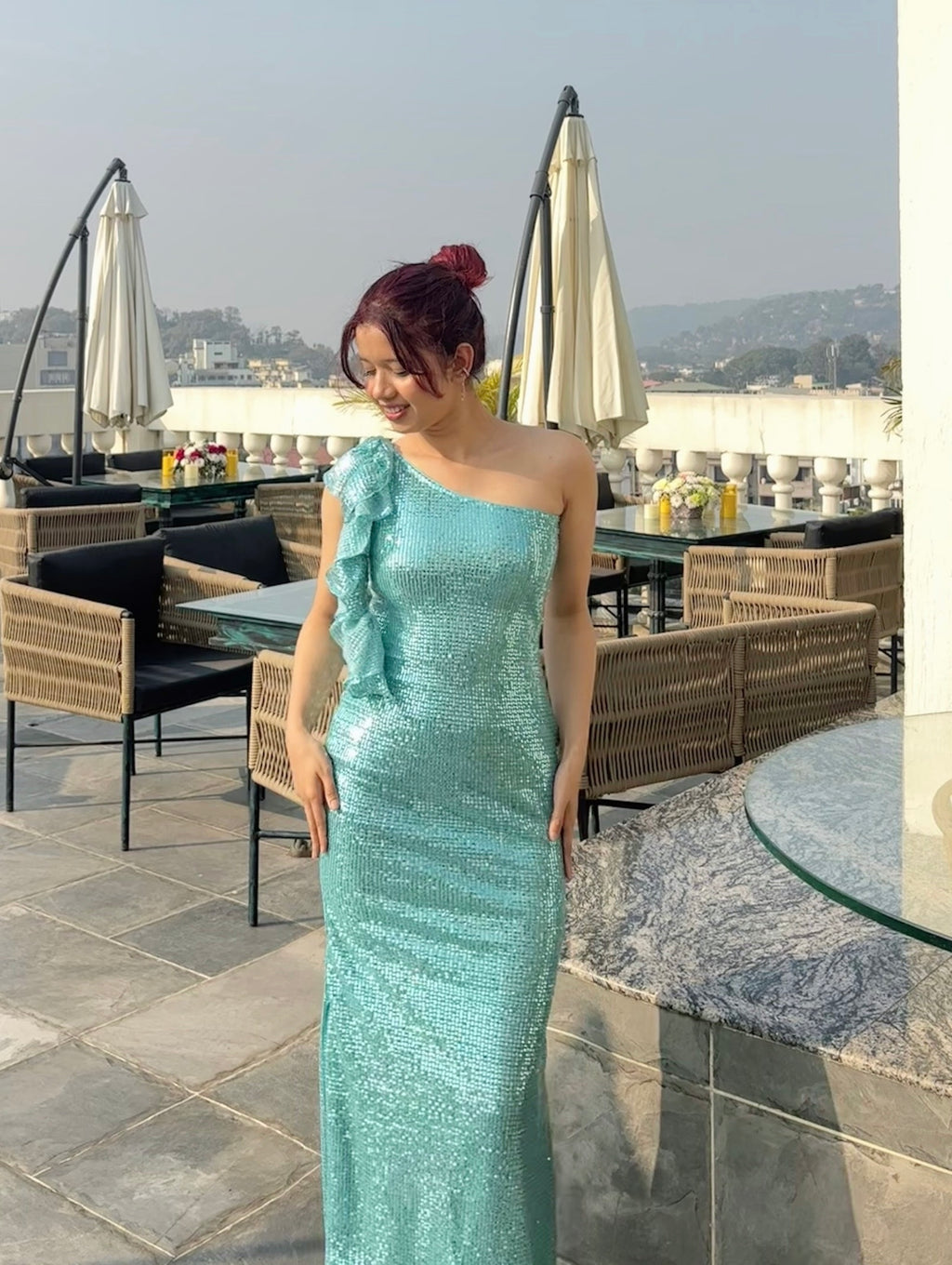 MIDNIGHT SEQUIN GREEN DRESS