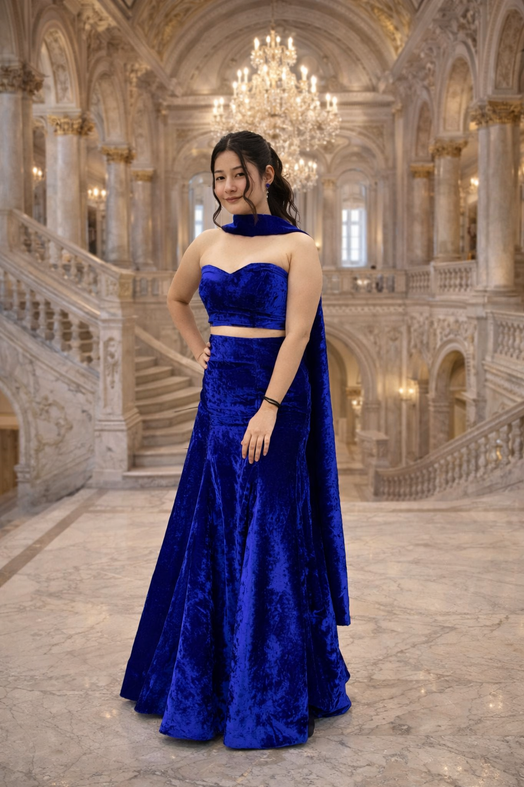 BLUE FLAME FISHTAIL LEHENGA