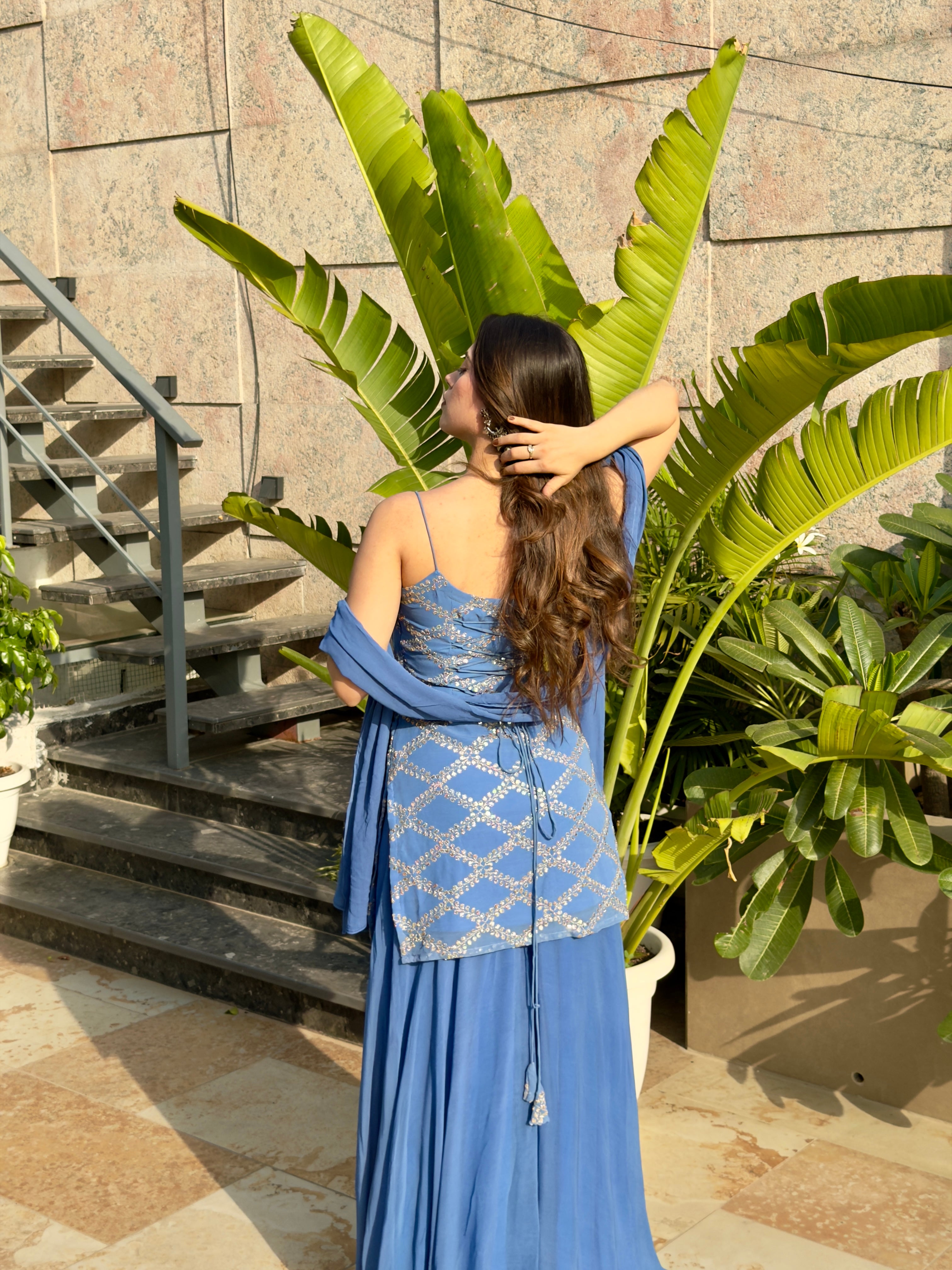 BLUE EMBROIDERED SUIT SET