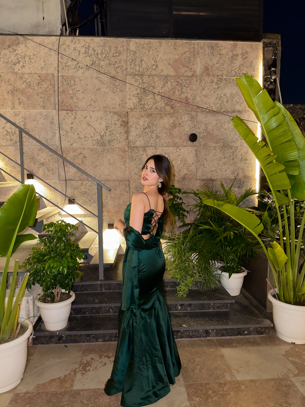 DARK GREEN LUXE SATIN SET