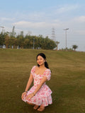 Flower Couture Pink Skirt Top Set