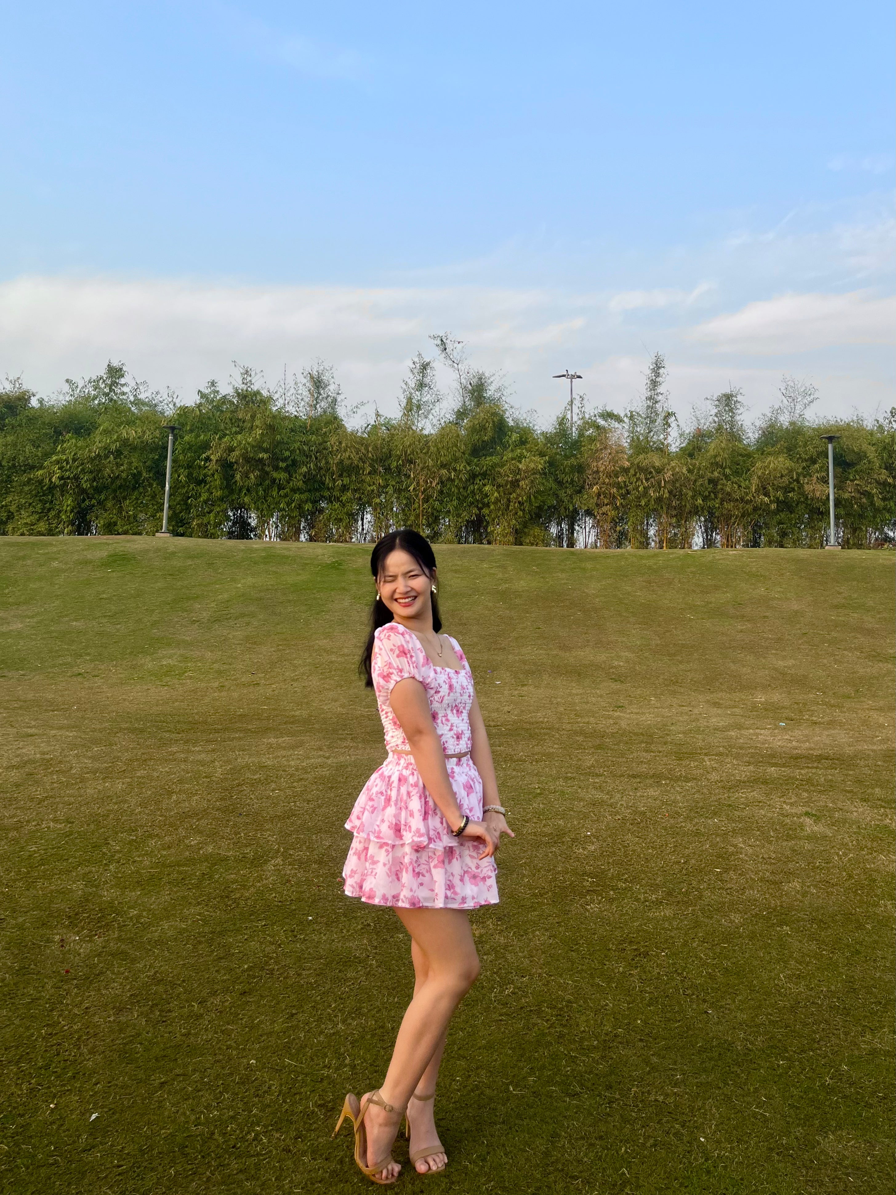 Flower Couture Pink Skirt Top Set