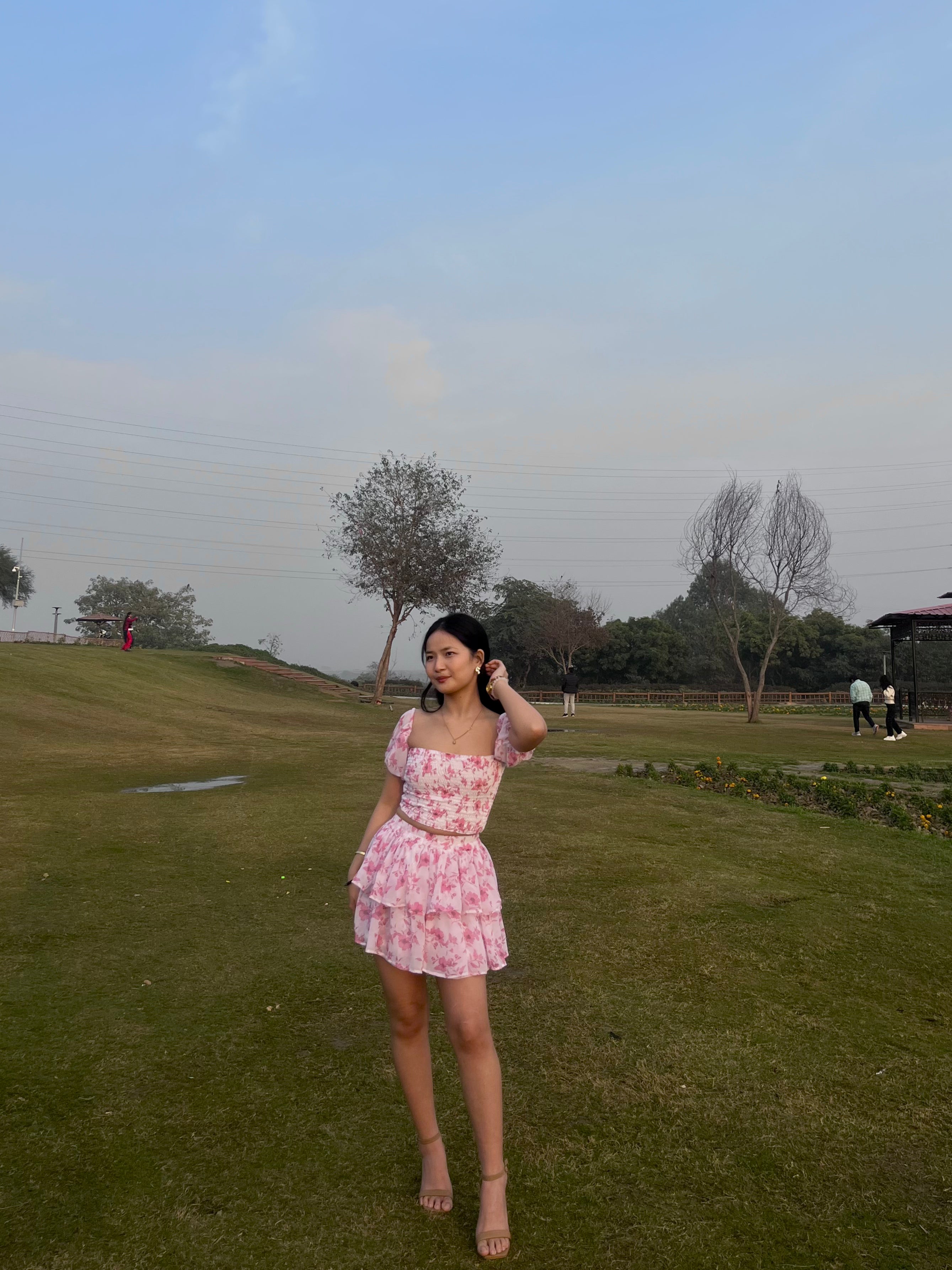 Flower Couture Pink Skirt Top Set