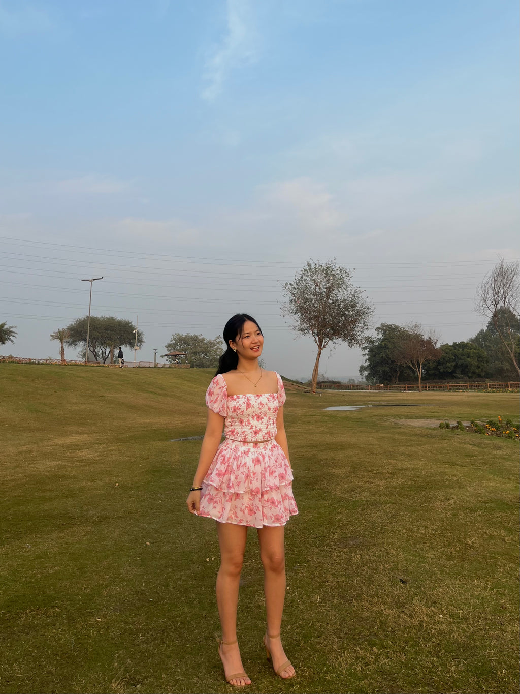 Flower Couture Pink Skirt Top Set