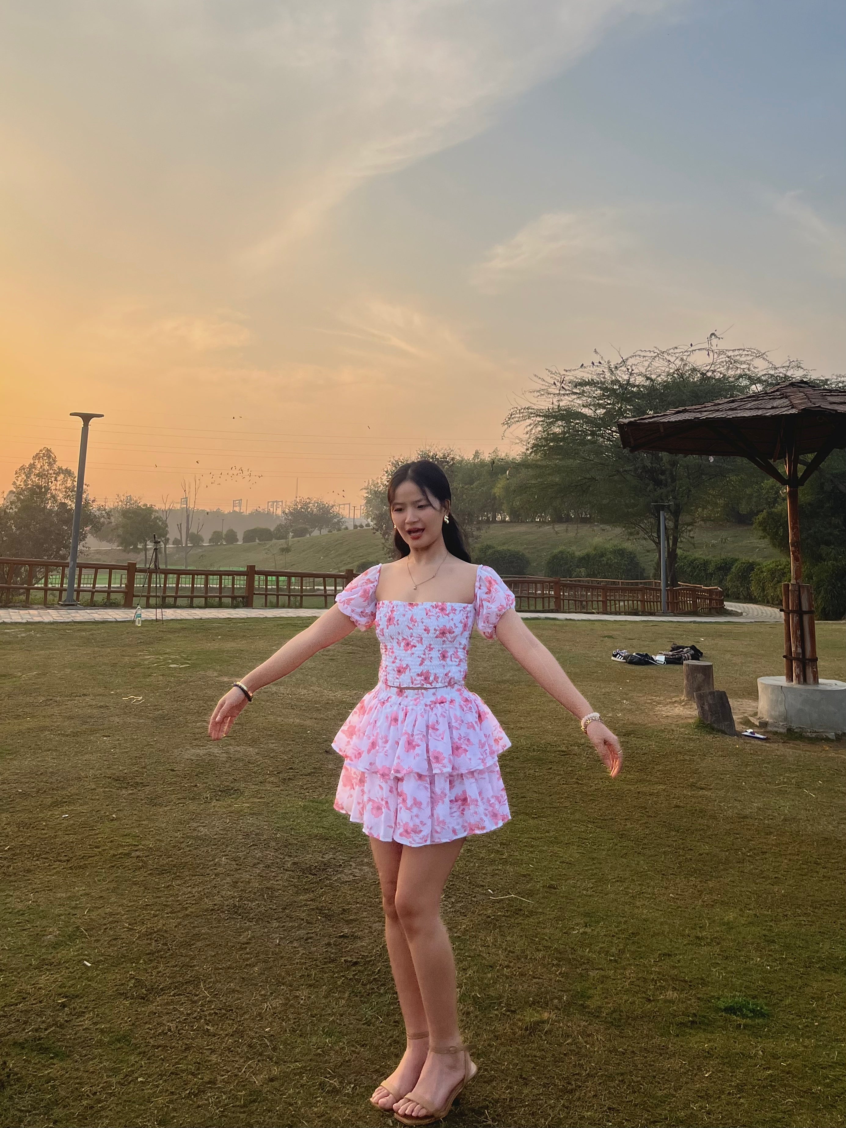 Flower Couture Pink Skirt Top Set