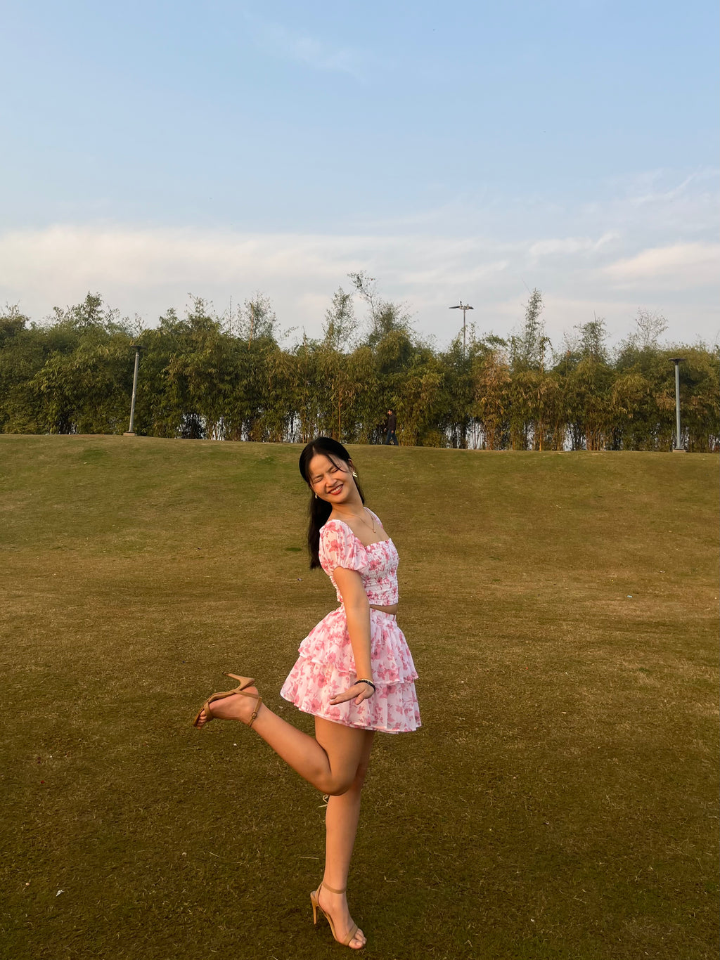 Flower Couture Pink Skirt Top Set