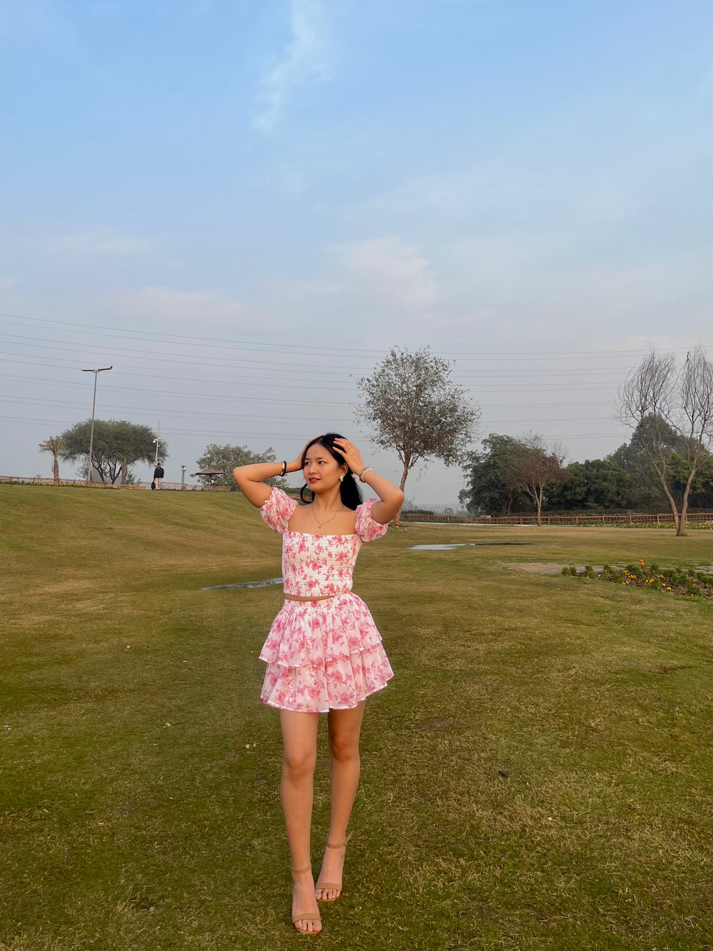 Flower Couture Pink Skirt Top Set