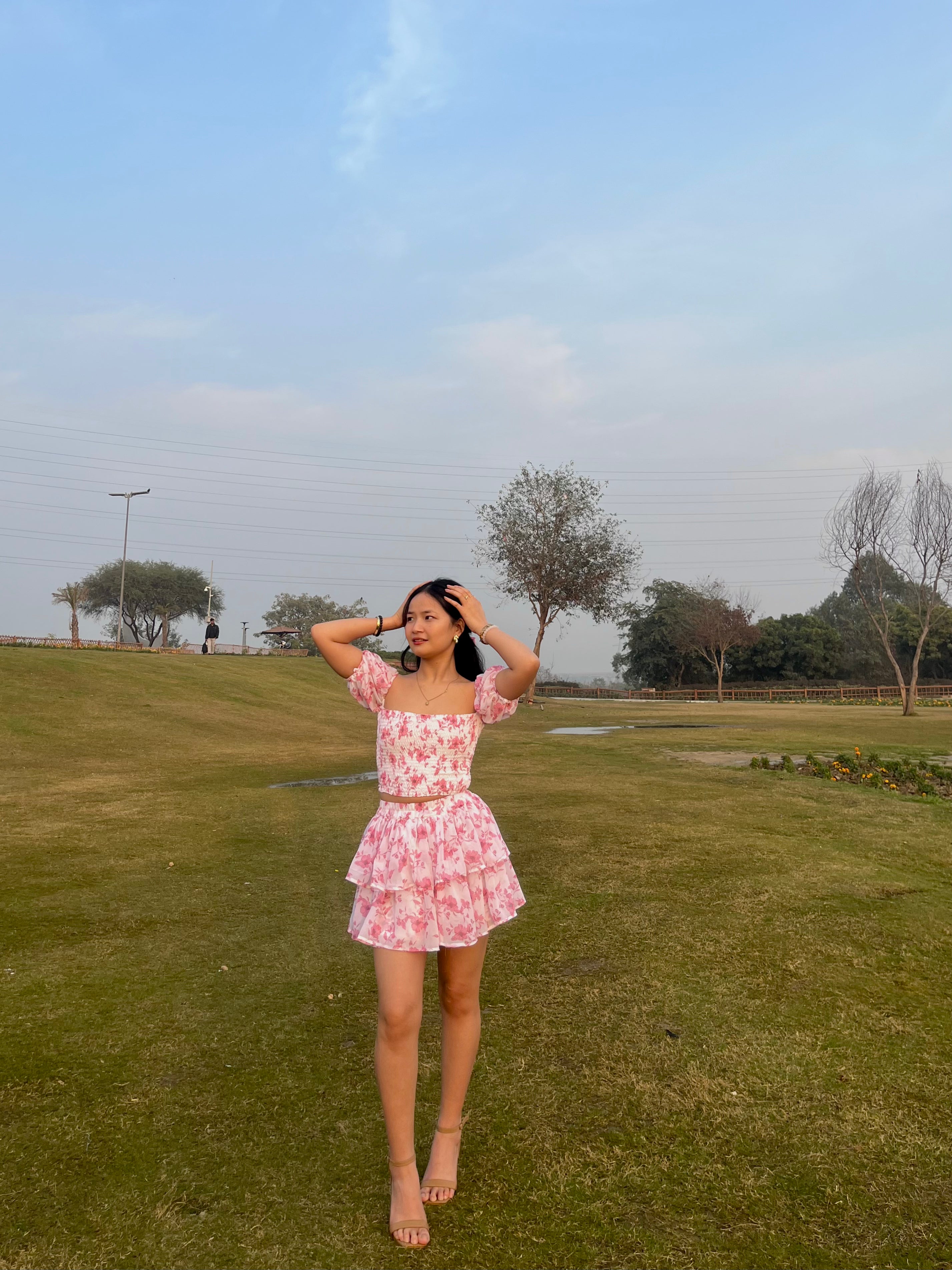 Flower Couture Pink Skirt Top Set