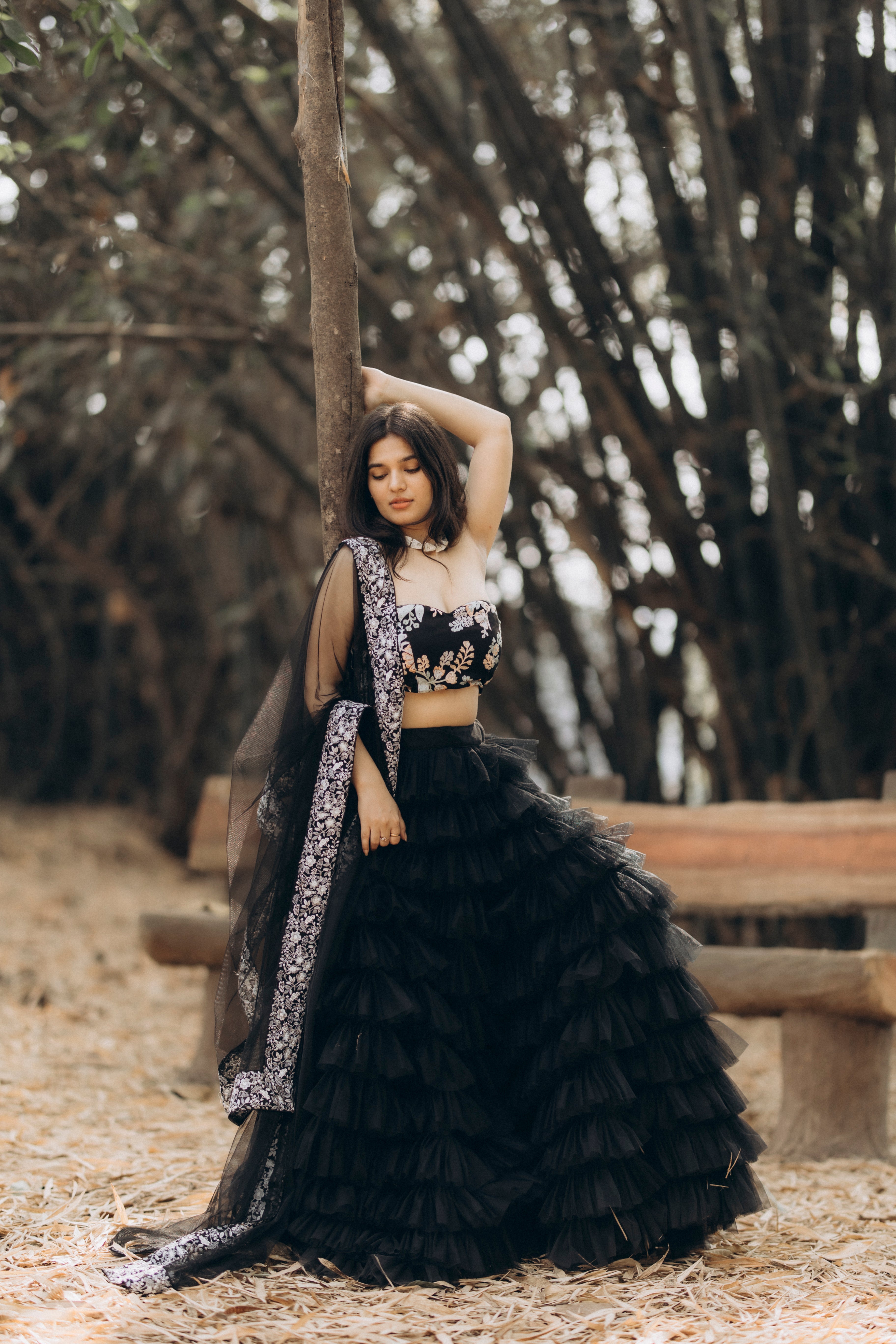 Sleek Tulle Black Lehenga – Tailormade