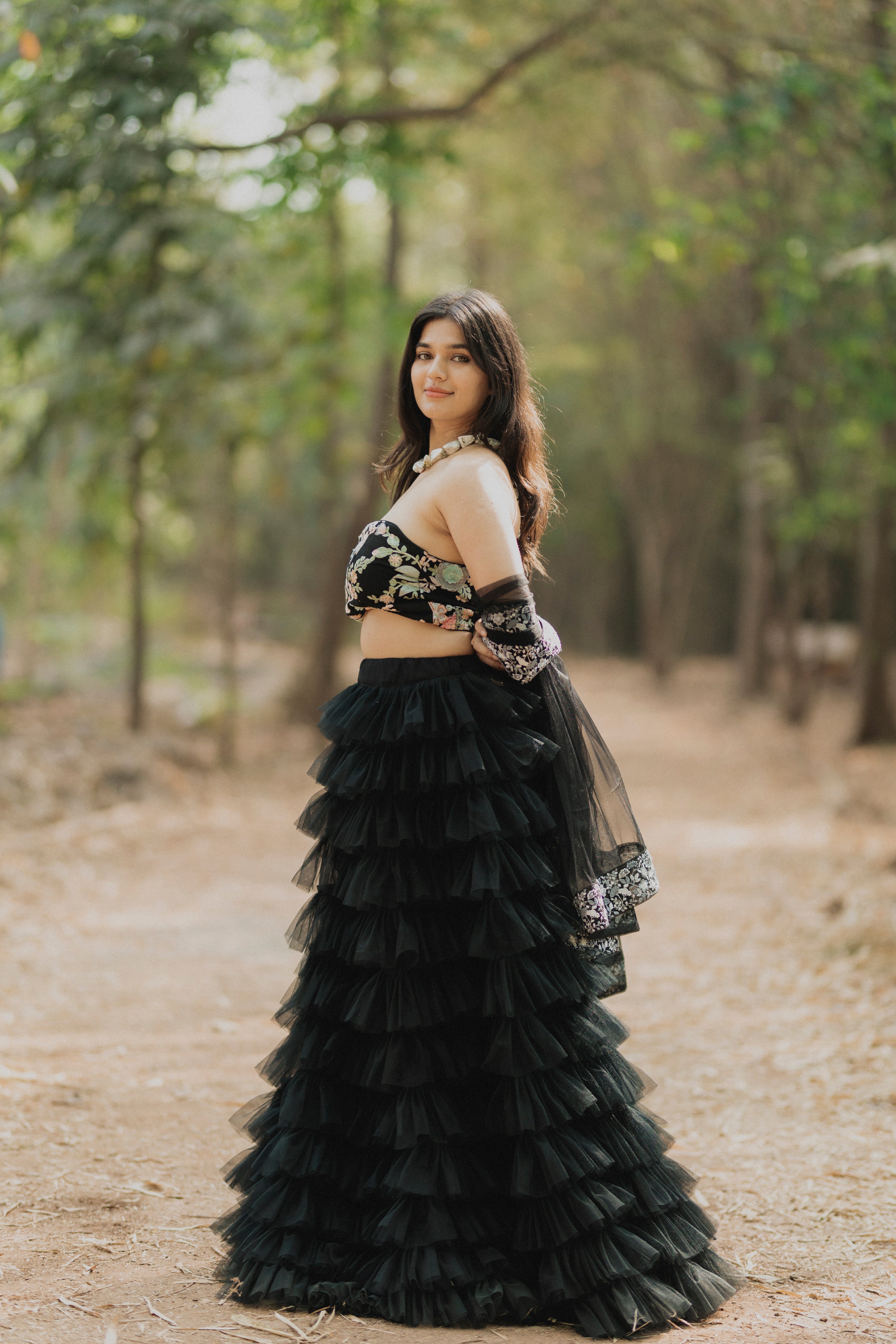 Sleek Tulle Black Lehenga – Tailormade