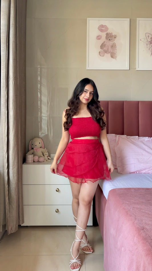RED MUNCHKIN SKIRT TOP