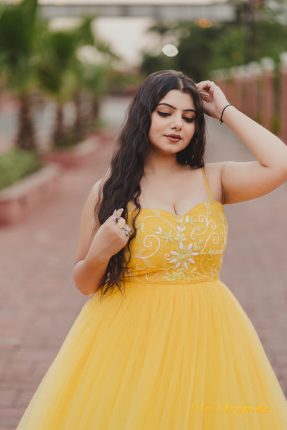 Dazzling Aurora Yellow Ball Gown