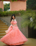 Peachy Mermaid Tulle Lehenga