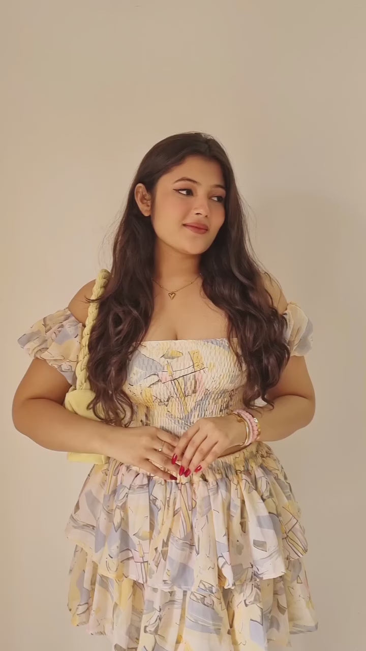 Yellow summer skirt top set