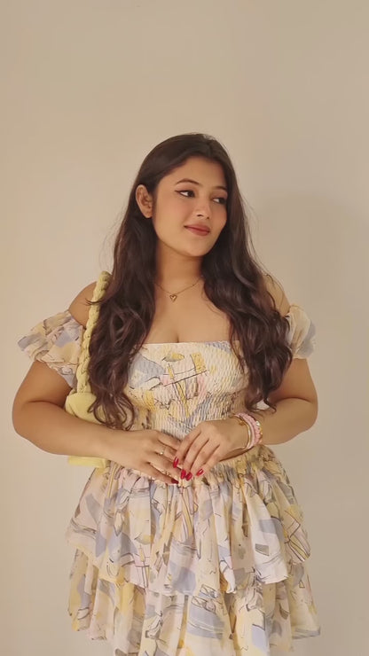 Yellow summer skirt top set