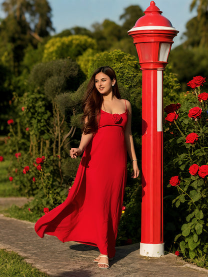 RED FLOWY DRESS