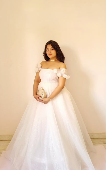 WHITE SHIMMER ORGANZA GOWN